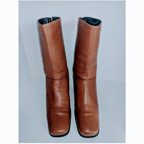 Italian Leather Boots Back Zipper - Picture 1 of 9